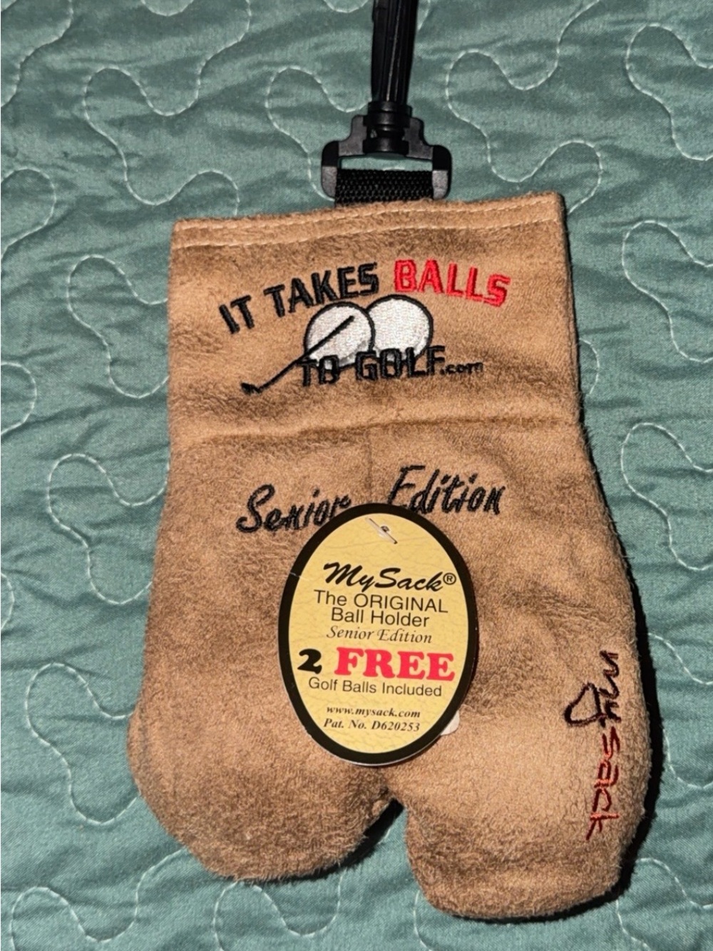 Senior Edition Tan Golf Ball Holder - It Takes Balls To Golf